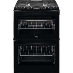 Aeg CGX6130ACB 60Cm Gas Double Oven Black Cooker