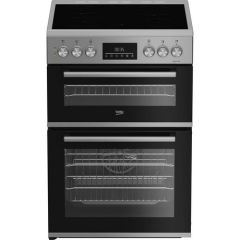 Beko EDC6731S 60Cm Electric Double Oven Silver Cooker With Vitroceramic Hob