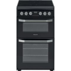 Hotpoint HD5V93CCB 50Cm Electric Double Black Cooker With Ceramic Hob