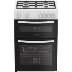 Indesit IDG6GW 60Cm Gas Double Oven White Cooker