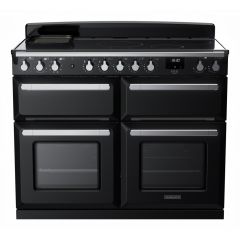 Rangemaster ESDLB110EIPGBL 110Cm Estel Deluxe Induction Black Gloss Range Cooker With Chrome Trim