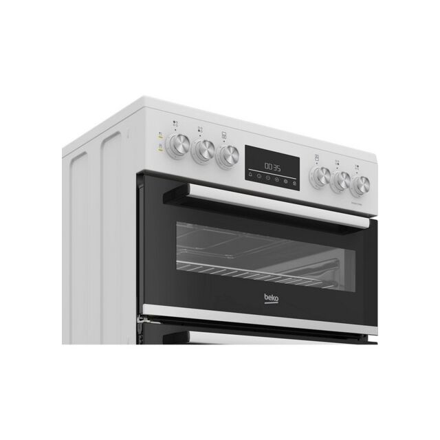 Beko EDC6731W 60Cm Electric Double Oven White With Vitroceramic Hob
