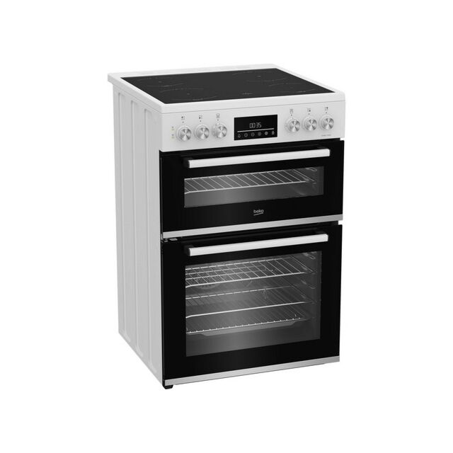 Beko EDC6731W 60Cm Electric Double Oven White With Vitroceramic Hob