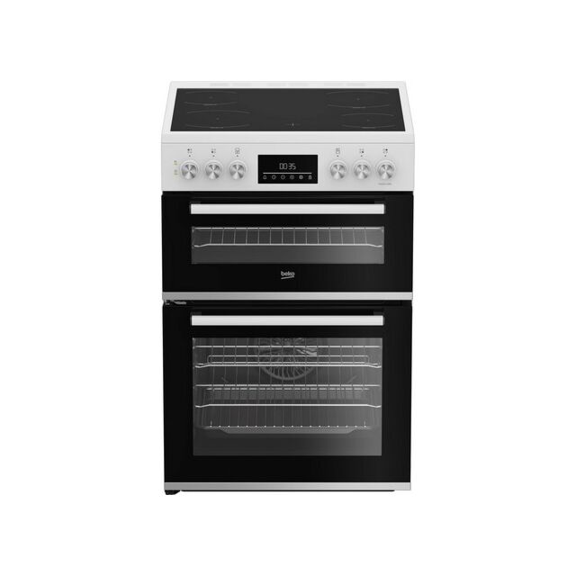 Beko EDC6731W 60Cm Electric Double Oven White With Vitroceramic Hob