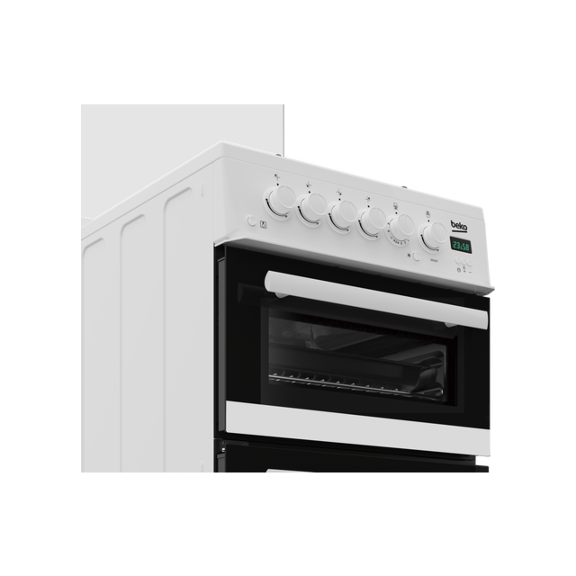 Beko EDG507W 50Cm Gas Twin Cavity White Cooker