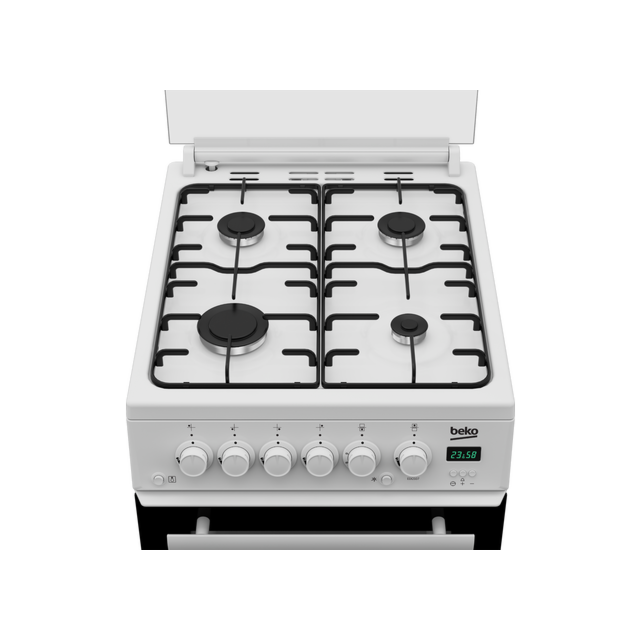 Beko EDG507W 50Cm Gas Twin Cavity White Cooker