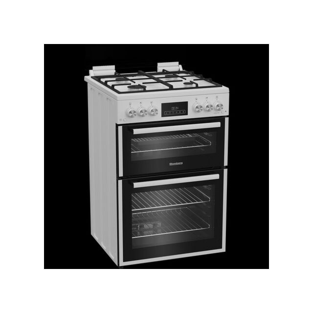 Blomberg GGRN655W 60Cm Gas Double Oven White Cooker With Lid