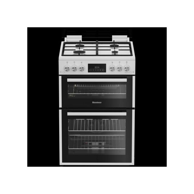 Blomberg GGRN655W 60Cm Gas Double Oven White Cooker With Lid