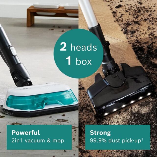 Bosch BCS71HYGGB Aqua Vacuum & Mop - 40 Minutes Run Time - White