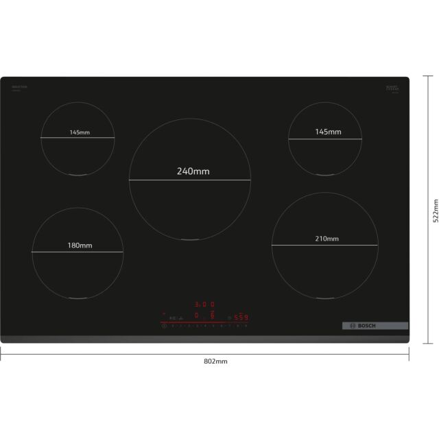 Bosch PIV831HB1E 80.2Cm Induction Black Hob