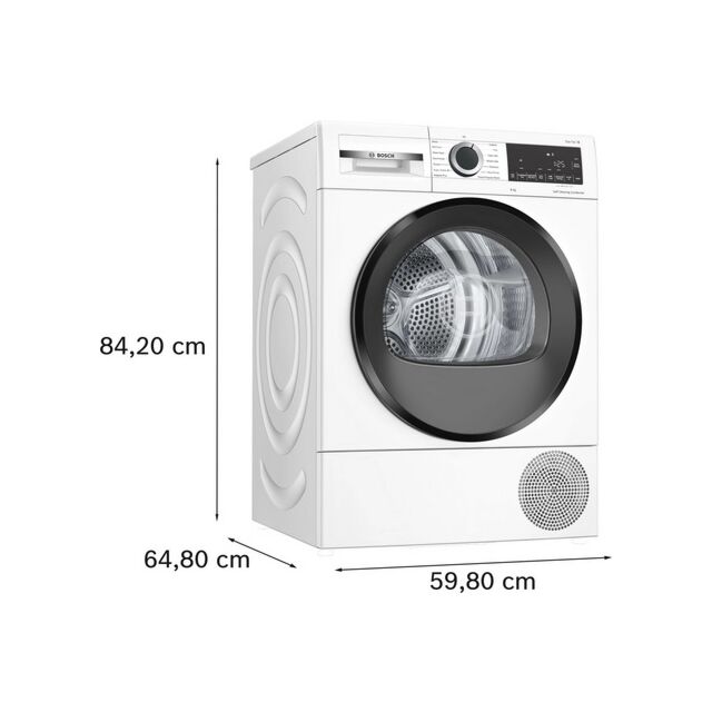 Bosch WQG24502GB 9Kg Heat Pump Sensor Dry Self Cleaning White Tumble Dryer