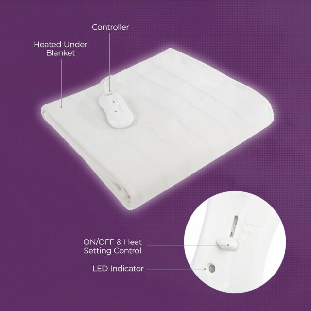 Carmen C81189 Single, Single Control Fitted Washable Electric Blanket