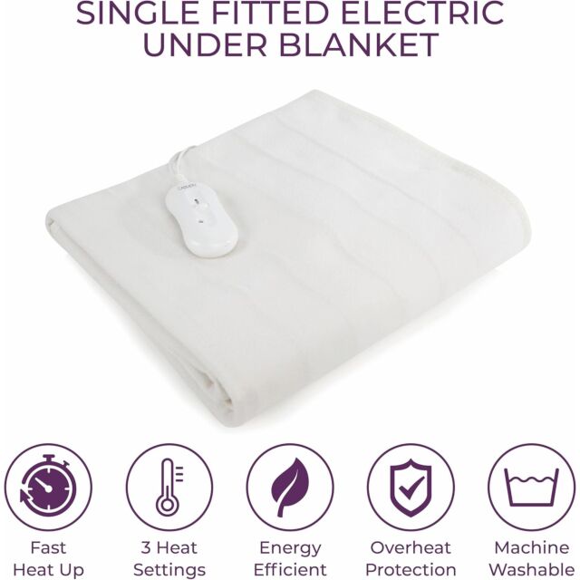 Carmen C81189 Single, Single Control Fitted Washable Electric Blanket