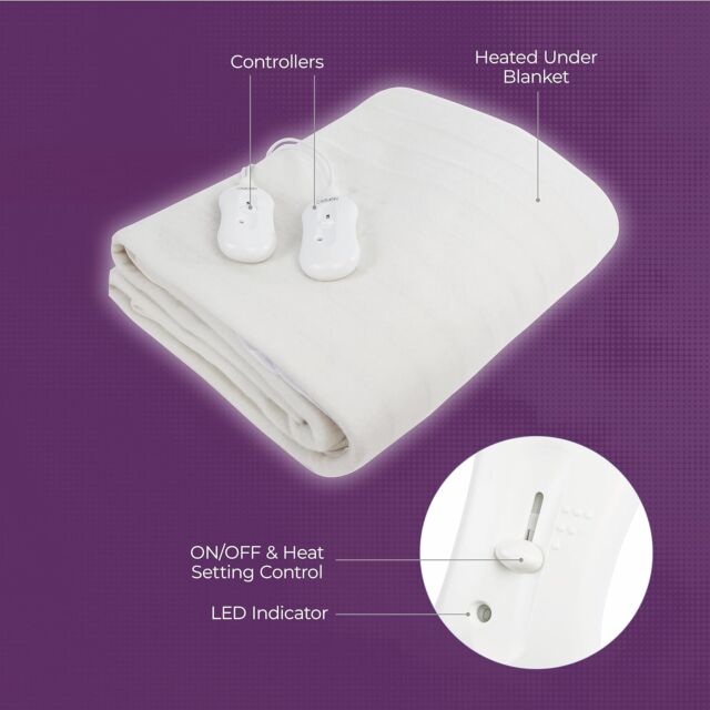 Carmen C81190 Double, Double Control Fitted Washable Electric Blanket