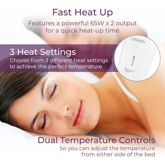 Carmen C81190 Double, Double Control Fitted Washable Electric Blanket