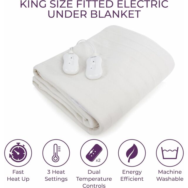 Carmen C81191 King, Double Control Fitted Washable Electric Blanket