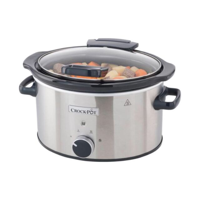 Crockpot CSC044 3.5L Stainless Steel Slow Cooker With Hinged Lid