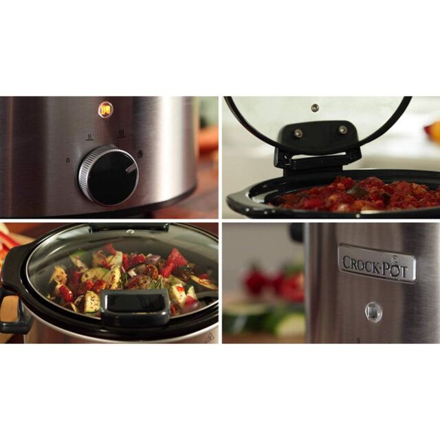 Crockpot CSC044 3.5L Stainless Steel Slow Cooker With Hinged Lid