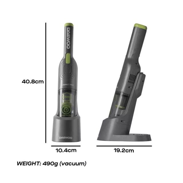 Daewoo FLR00156GE 11.1V Compact Pro Cordless Handheld Vacuum Cleaner With 30 Mins Runtime