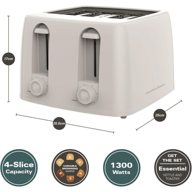 Hamilton Beach HB4T5032W 4 Slice Essentials White Toaster