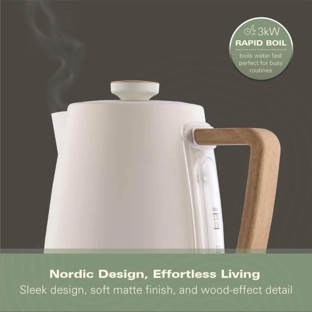 Hamilton Beach HBK01MC 3Kw 1.7 Litres Scandi Matte Cream Kettle