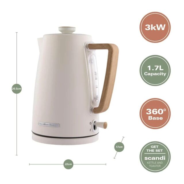 Hamilton Beach HBK01MC 3Kw 1.7 Litres Scandi Matte Cream Kettle