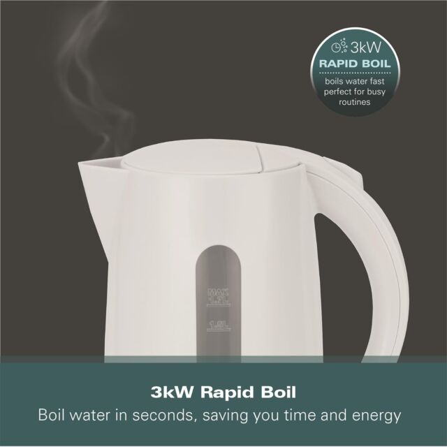 Hamilton Beach HBK1301W 3Kw 1.7 Litres Essentials White Kettle