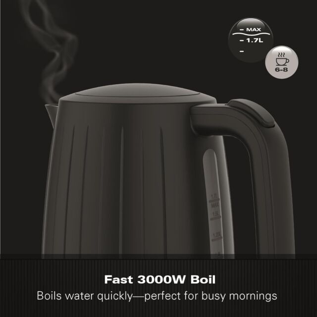 Hamilton Beach HBK8522B 3Kw 1.7 Litres Stealth Matte Black Kettle