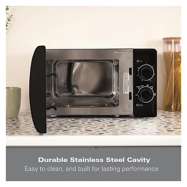 Hamilton Beach HBMX79SSB 20 Litres 700W Stainless Steel Interior Black Solo Manual Control Microwave
