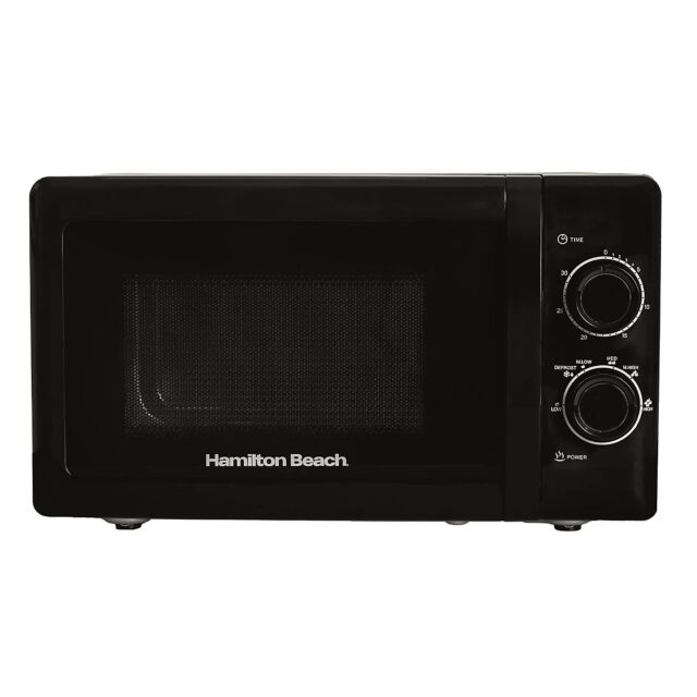 Hamilton Beach HBMX79SSB 20 Litres 700W Stainless Steel Interior Black Solo Manual Control Microwave