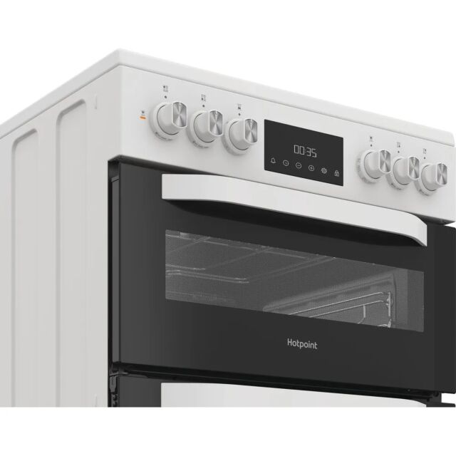 Hotpoint HDD6GDC2W 60Cm Dual Fuel White Cooker With Lid