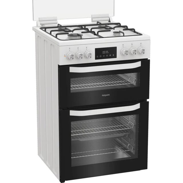 Hotpoint HDD6GDC2W 60Cm Dual Fuel White Cooker With Lid