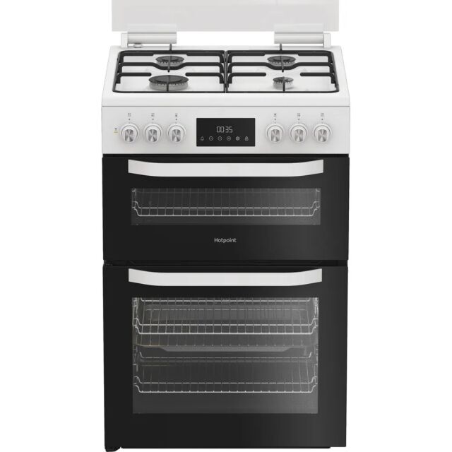 Hotpoint HDD6GDC2W 60Cm Dual Fuel White Cooker With Lid