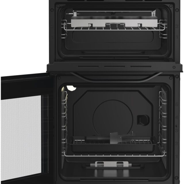 Hotpoint HTG5GCB 50Cm Gas Twin Cavity Oven Black Cooker