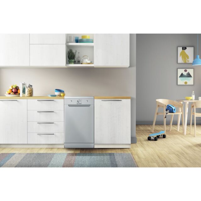 Indesit DSFE1B10SUKN Slimline 10 Place Settings Silver Dishwasher