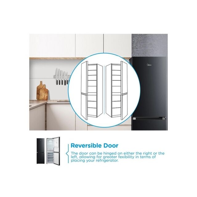 Midea MDRB379FGD30 54.7Cm 60/40 Total No Frost Black Fridge Freezer