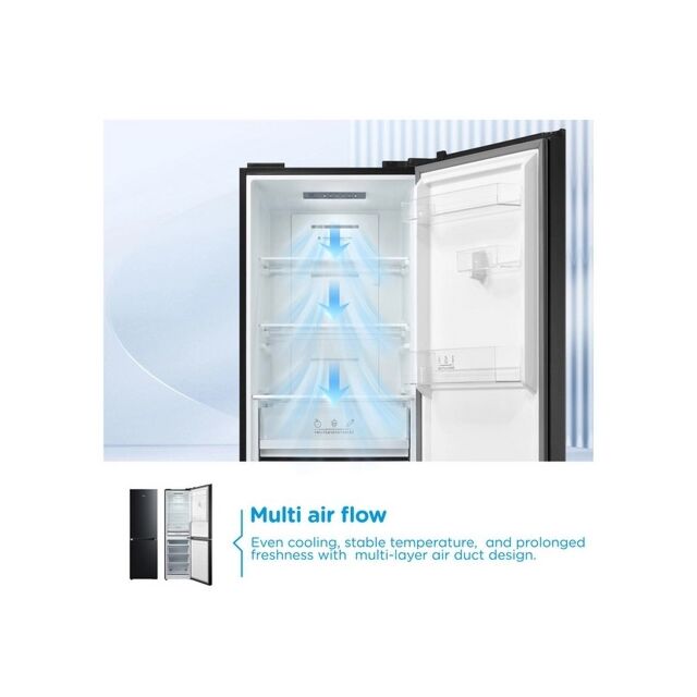 Midea MDRB379FGD30 54.7Cm 60/40 Total No Frost Black Fridge Freezer