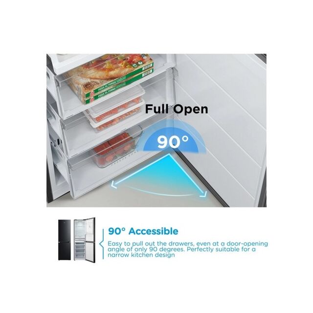 Midea MDRB379FGD30 54.7Cm 60/40 Total No Frost Black Fridge Freezer
