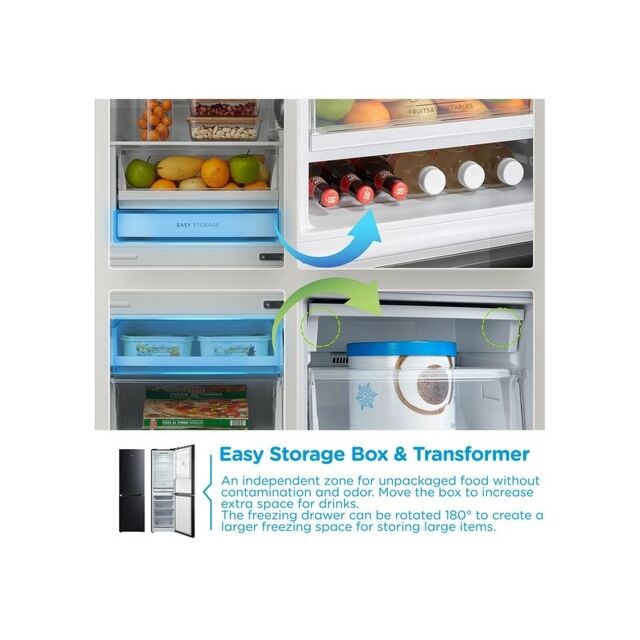 Midea MDRB379FGD30 54.7Cm 60/40 Total No Frost Black Fridge Freezer