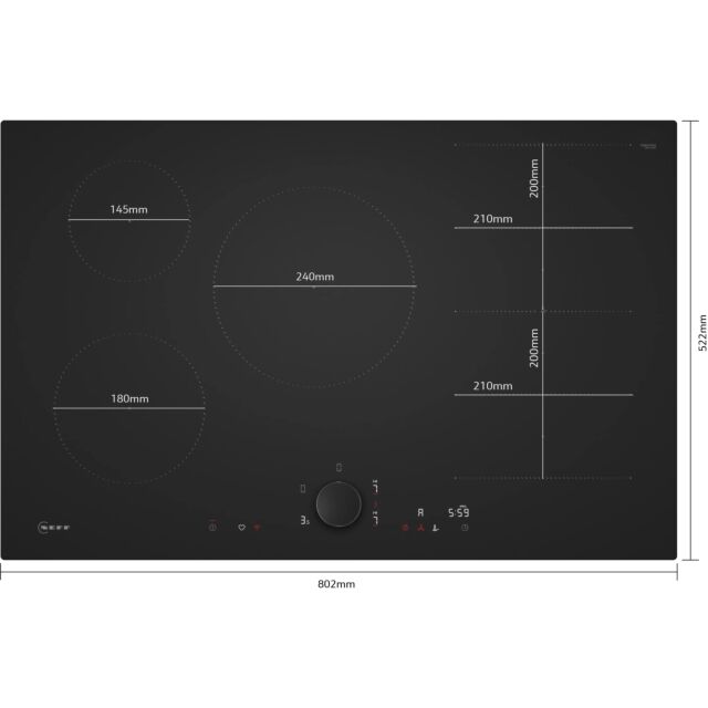Neff T68NUV4A0 80Cm Induction Matt Black Hob