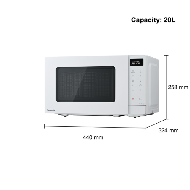 Panasonic NN-ST21QWBPQ 20 Litres 800W Solo Touch Control White Microwave