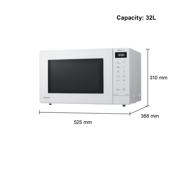 Panasonic NN-ST64QWBPQ 32 Litres 1000W Solo Inverter White Microwave
