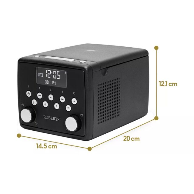 Roberts Radio SOUND49BK Dab+/Fm/Cd/Bluetooth Black Clock Radio