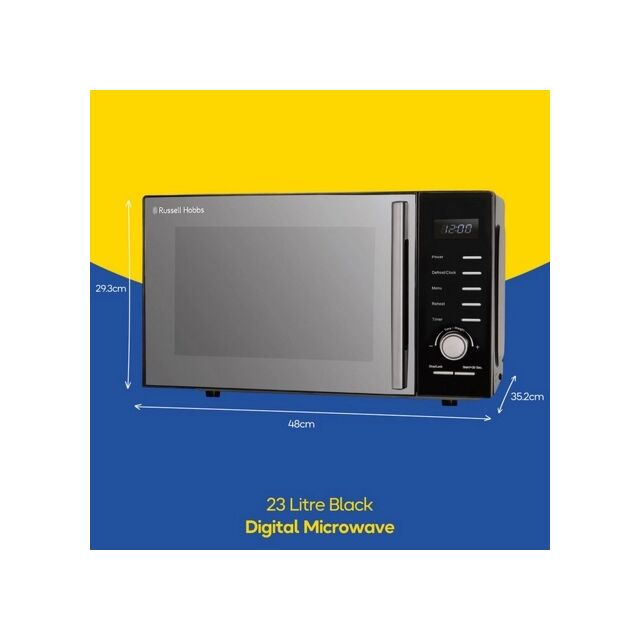 Russell Hobbs RHM2348B 23 Litres 800W Dial & Touch Control Silver Solo Microwave With Stainless Stee