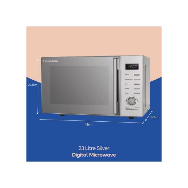 Russell Hobbs RHM2348S 23 Litres 800W Dial & Touch Control Silver Solo Microwave With Stainless Stee