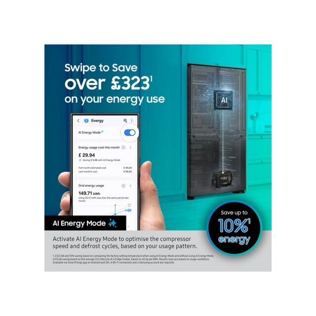 Samsung RF50C532EB1/EU 81.7Cm American Style Frost Free Black Fridge Freezer