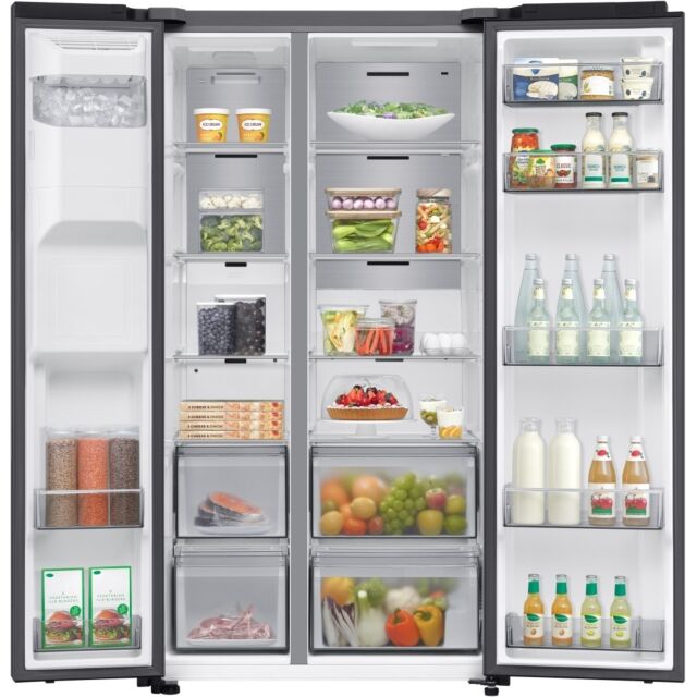 Samsung RS70F66KCFEU 91Cm Side By Side American Black Stainless Steel Fridge Freezer 