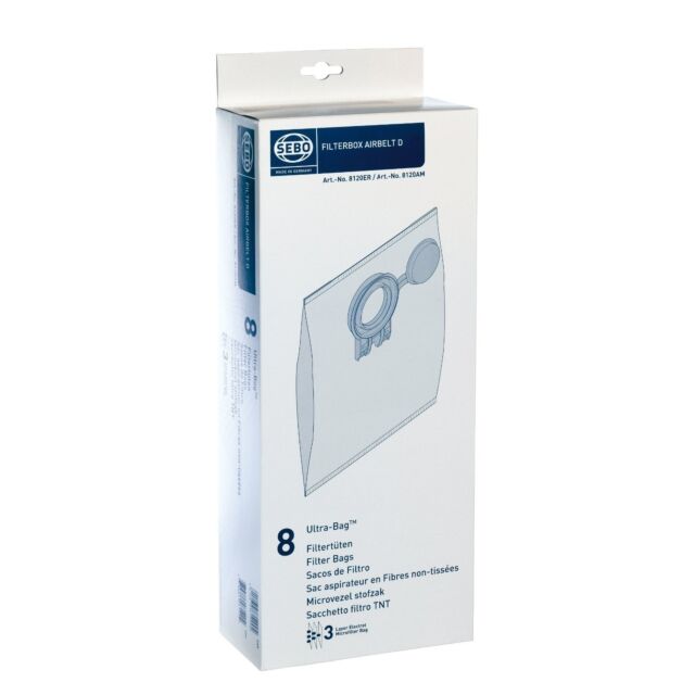 Sebo 8120ER Pack Of 8 Ultra Bags To Fit Airbelt D Models