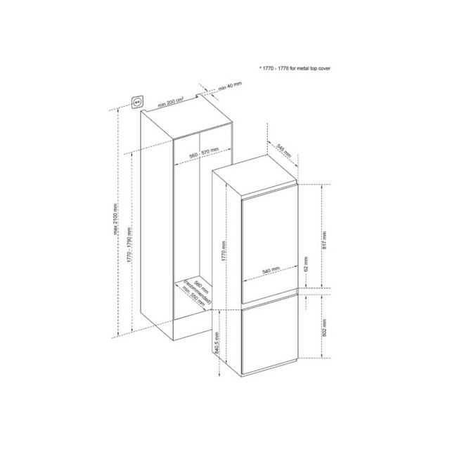 Sensis RFCMBI015450EW Integrated 50/50 Frost Free Fridge Freezer
