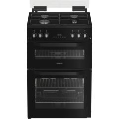 Hotpoint HDG6GDCB1 60Cm Gas Double Oven Black Cooker With Lid